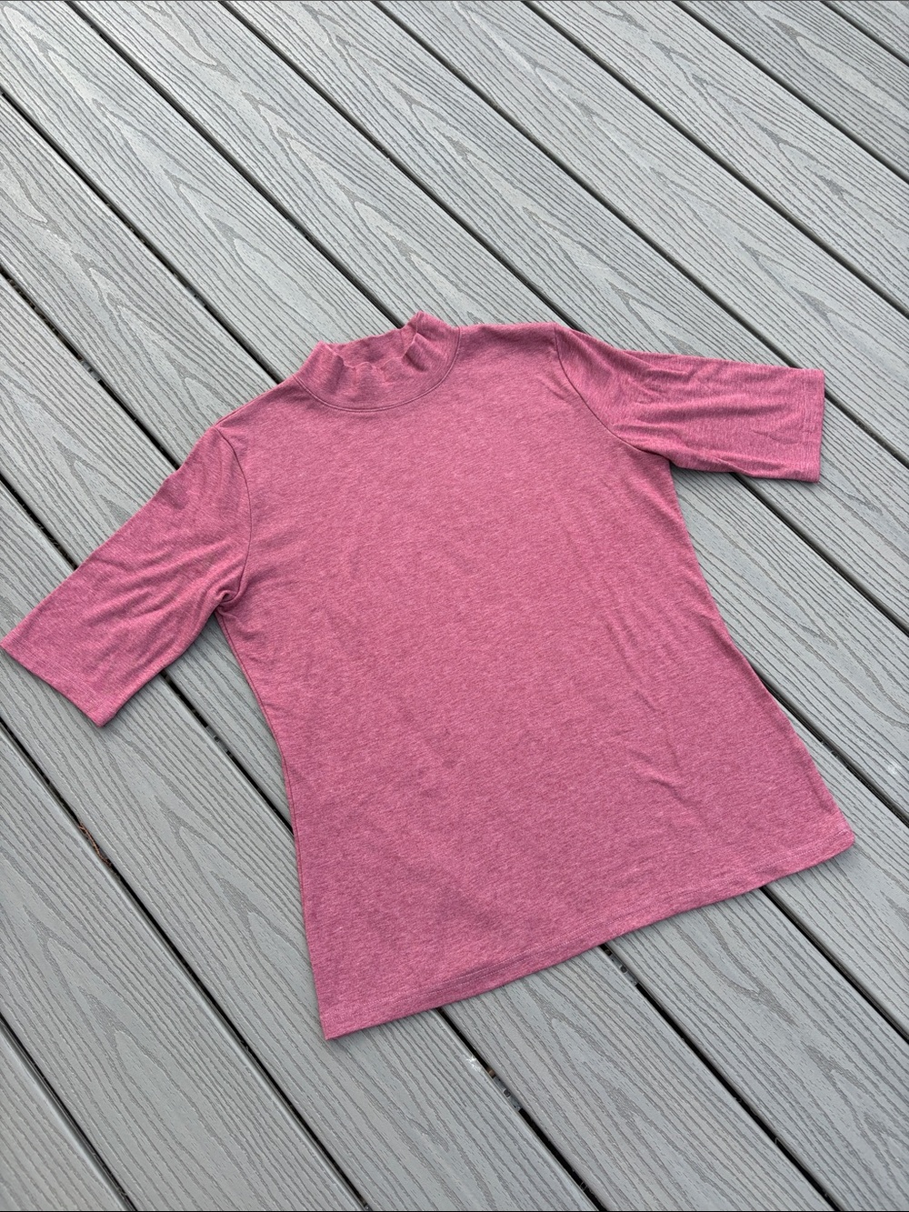 Maroon Heathered Mock Neck Half Sleeve Tee